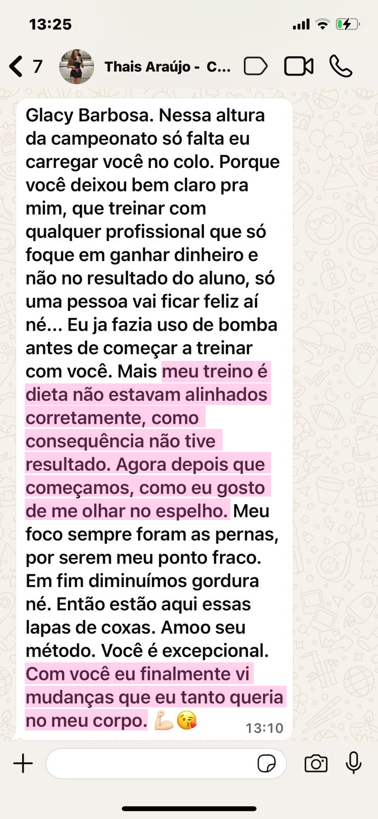 Depoimento de aluna 1